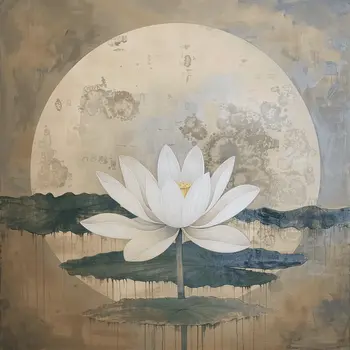 July Water Lily Moon Birth Flower 8"x8" Art Print