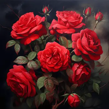 June Rose Bouquet Birth Flower 8"x8" Art Print