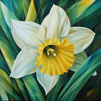 March Daffodil Birth Flower 8"x8" Art Print