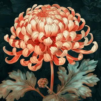 Naturalist November Chrysanthemum Birth Flower 8"x8" Art Print