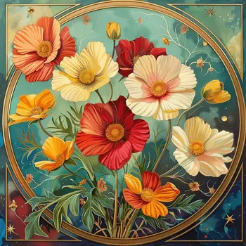 October Cosmos Birth Flower 8"x8" Art Print