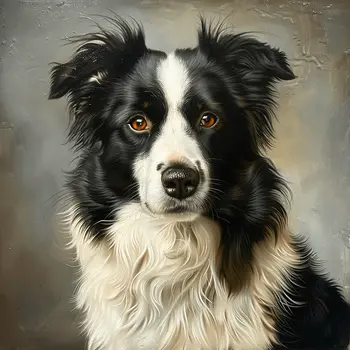 Classic Border Collie Portrait 8”x8” Art Print