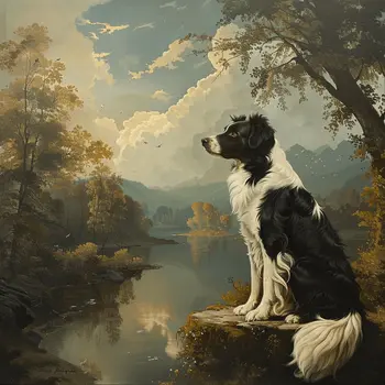 Vintage Border Collie 8”x8” Art Print