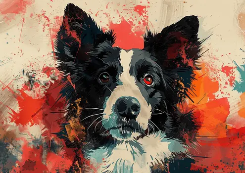 Abstract Border Collie 5"x7" Art Print