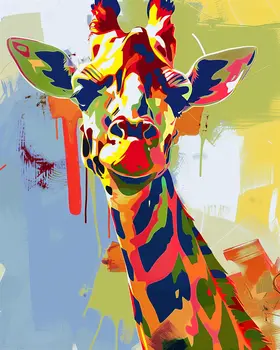 Towering Giraffe Collage 8"x10" Art Print