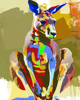 Hopping Kangaroo Collage 8"x10" Art Print