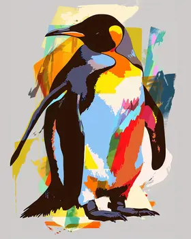 Waddling Penguin Collage 8"x10" Art Print