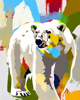 Snowy Polar Bear Collage 8"x10" Art Print