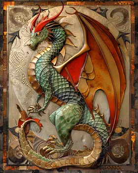 Art Deco Dragon 8”x10” Art Print