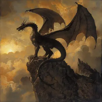Vintage Goth Dragon 8”x8” Art Print