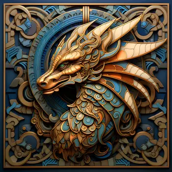 Metalwork Dragon 8”x8” Art Print