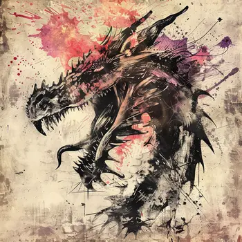 Grunge Dragon 8”x8” Art Print
