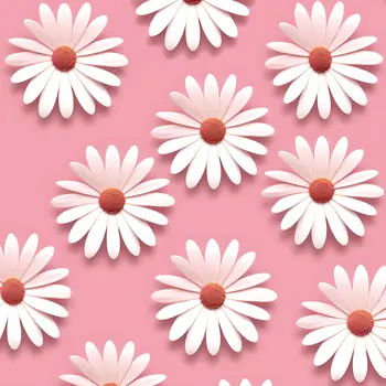 Minimalist White Daisy Grid on Pink Background 8”x8” Art Print