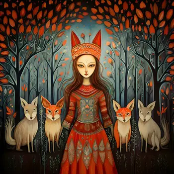 Freya the Goddess Folk 8”x8” Art Print