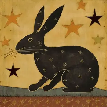 Folk Art Rabbit 8”x8” Art Print
