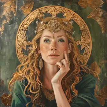 Freya the Norse Goddess Comtemplating Peace 8”x8” Art Print