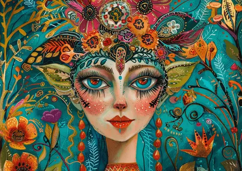 Folk Art "Capturing Freya's Essence" 8”x8” Art Print
