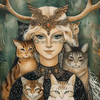 Freya's Feline Companions 8”x8” Art Print