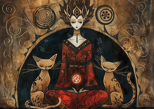 Freya the Norse Goddess and Her Guardians 8”x8” Art Print