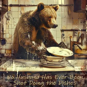 No Husband Has Ever Been Shot Doing the Dishes - 8"x8" Wall Art Print - Mowbi's Funny Humor Humorous Collection