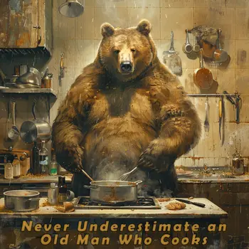 Never Underestimate an Old Man That Cooks - 8"x8" Wall Art Print - Mowbi's Funny Humor Humorous Collection
