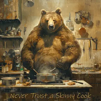 Never Trust a Skinny Cook" - 8"x8" Wall Art Print - Mowbi's Funny Humor Humorous Collection
