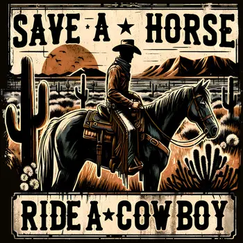 Save a Horse Ride a Cowboy 8”x8” Art Print