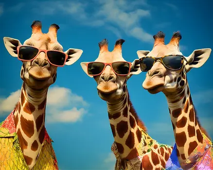 Three Giraffes in Sunglasses 8”x10” Art Print