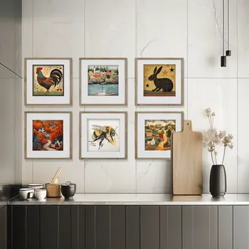 Folk Art Proud Rooster - Folk Art Prints – 8″x10″ Artwork in 11″x14″ Mat