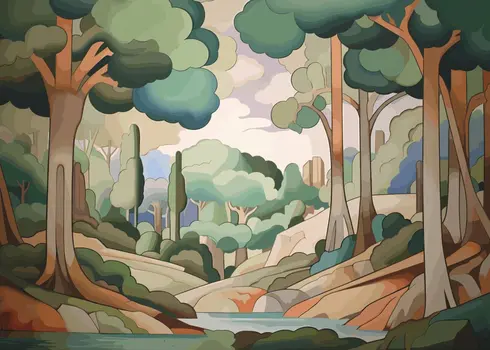 Art Deco Landscape 5”x7” Art Print