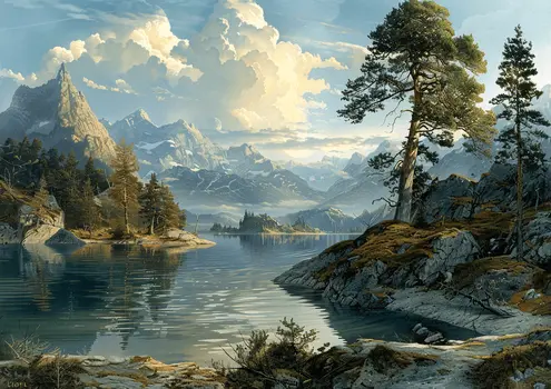 Majestic Mountains Landscape 5”x7” Art Print