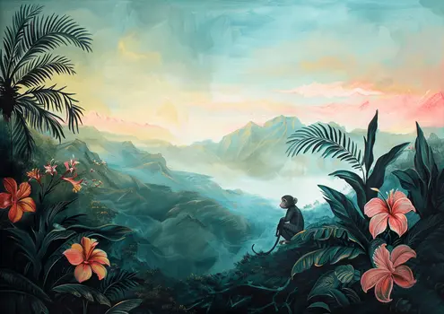 The Monkey Waits Landscape 5”x7” Art Print