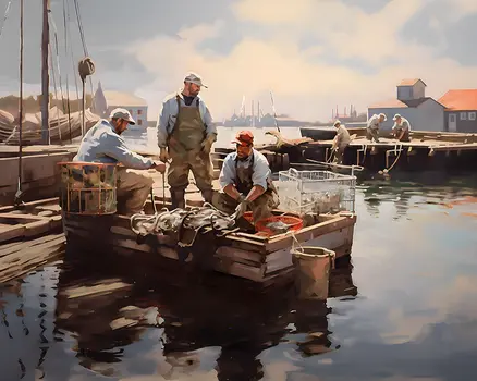 Lobstermen Working the Catch 8”x10” Art Print