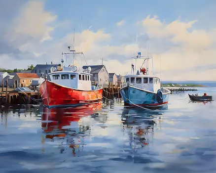 Maine Lobster Boats 8”x10” Art Print