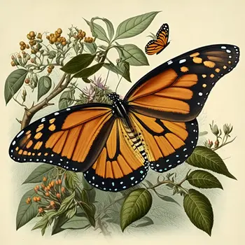 Vintage Style Monarch Butterfly 8"x8" Art Print