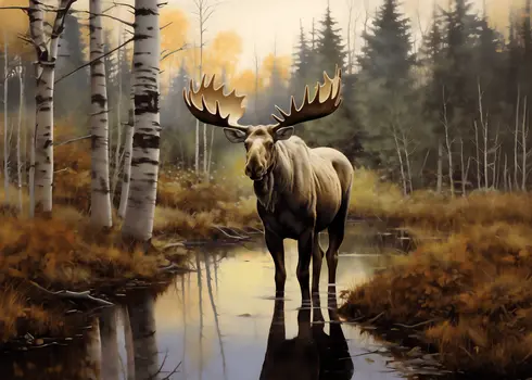 Maine Moose 5"x7" Wildlife Art Print