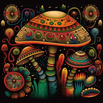 Psychedelic Mushroom 8"x8" Art Print