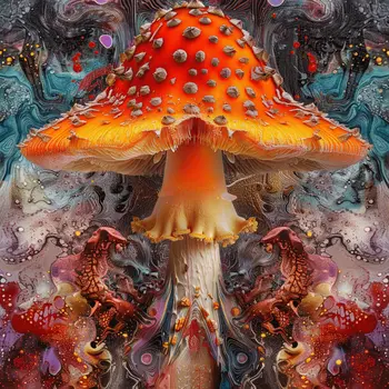Abstract Mushroom 8"x8" Art Print