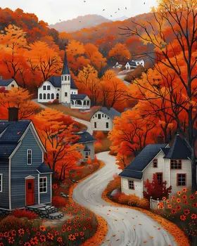Folk Art Autumn 8”x10” Art Print