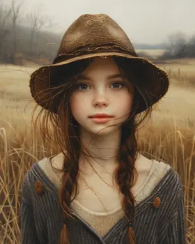 Country Girl in Field 8”x10” Art Print