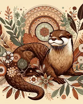 BOHO Style Otter Design 8”x10” Art Print