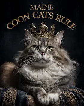 Maine Coon Cats Rule 8”x8” Art Print