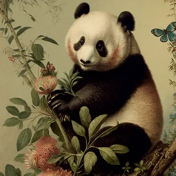 Vintage Panda Bear 8”x8” Art Print