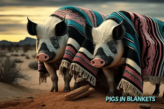 Pigs in Blankets Funny 8”x8” Art Print
