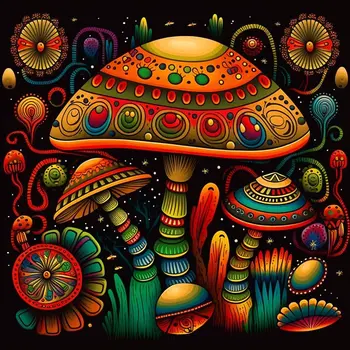 Psychedelic Mushrooms 8”x8” Art Print