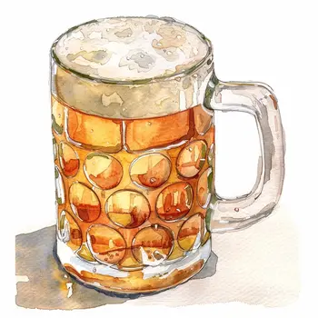 Mug of Beer Watercolor 8"x8" Art Print