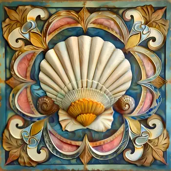 Vintage "Art Nouveau" Seashell 8"x8" Art Print