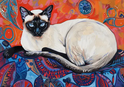 BOHO Siamese Cat 5"x7" Art Print