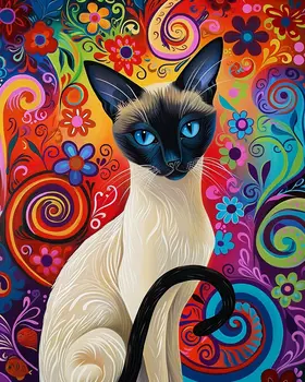 60's Psychedelic Siamese Cat 8”x10” Art Print