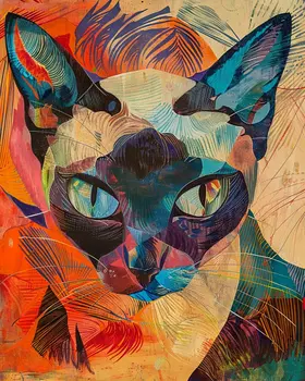 Abstract Siamese Cat 8”x10” Art Print